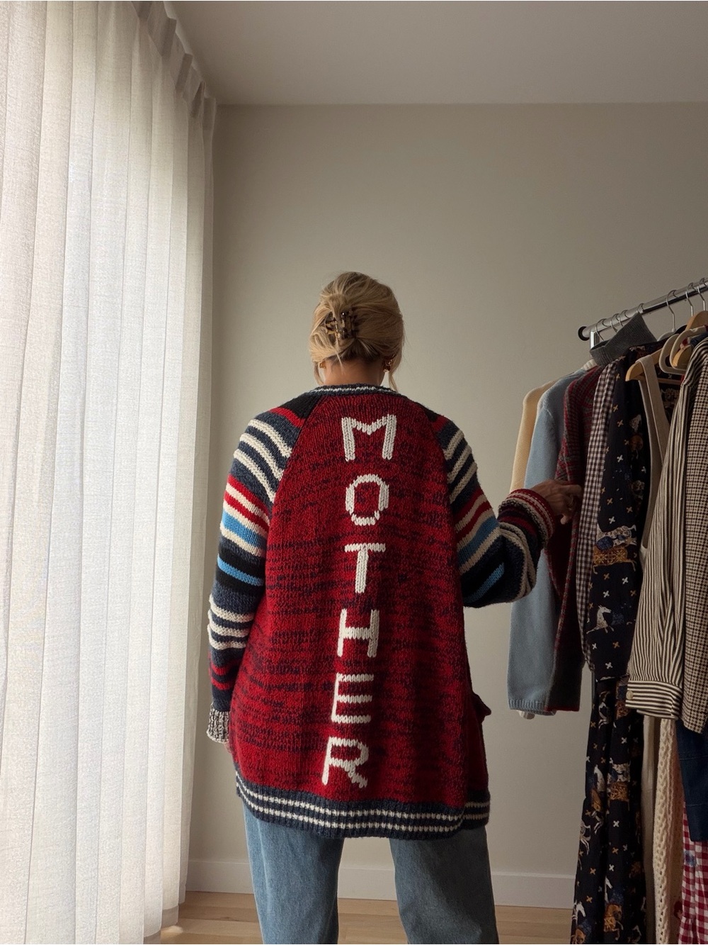MOTHER The Long Drop Raglan Back Talk Cardigan NWOT